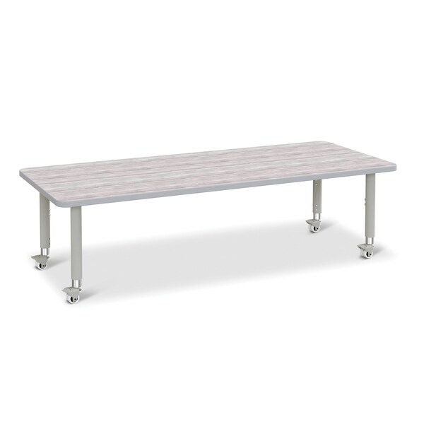 Berries Rectangle Activity Table, 30 in. x 72 in., Mobile, Driftwood Gray/Gray/Gray